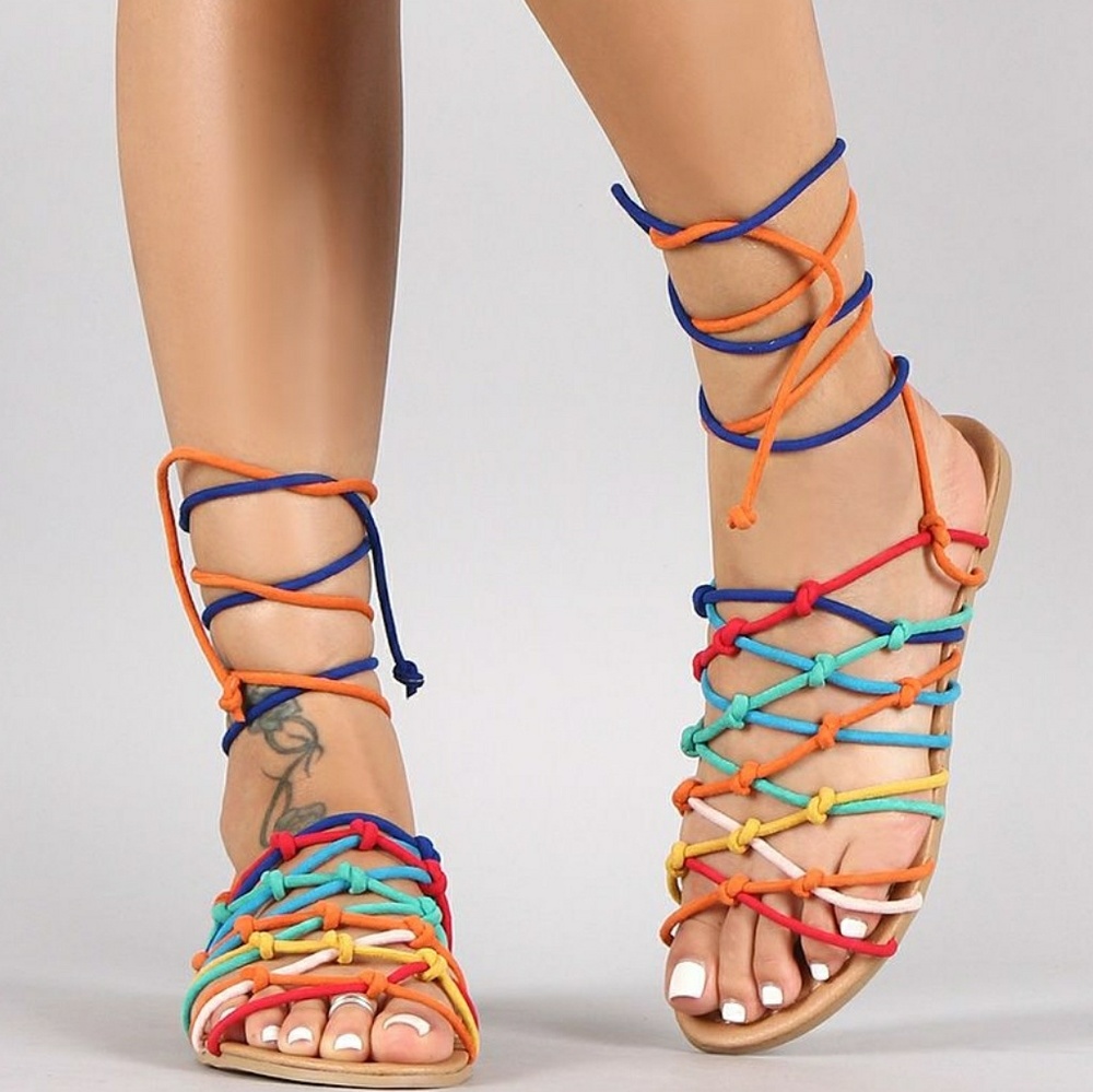 𝙇𝙖𝙨𝙩 𝙎𝙞𝙯 5.5 & 7 🖤Multi Knotted Lace-Up Sandal - Picture 3 of 6